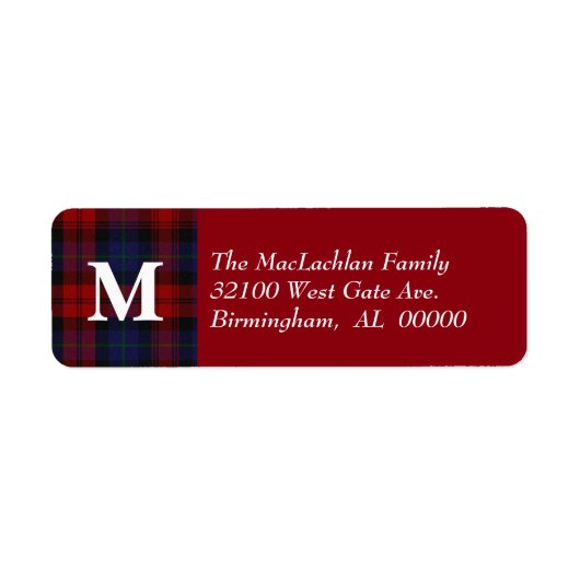 Étiquette Monogramme traditionnel MacLachlan Tartan (Devant)