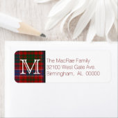 Étiquette Monogramme traditionnel MacRae Tartan Plaid (En situation)