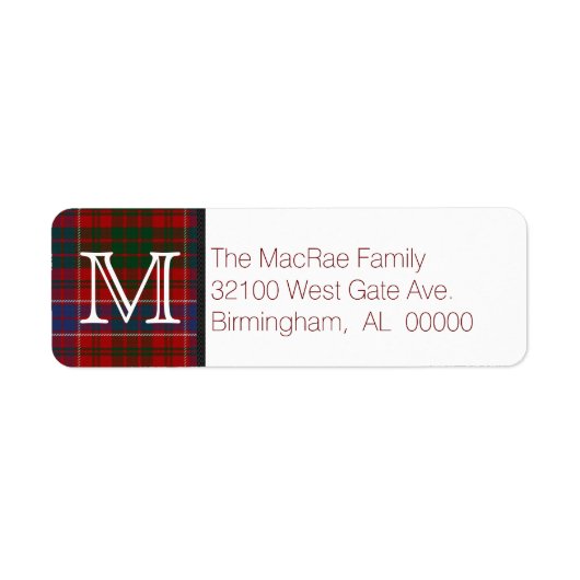 Étiquette Monogramme traditionnel MacRae Tartan Plaid (Devant)