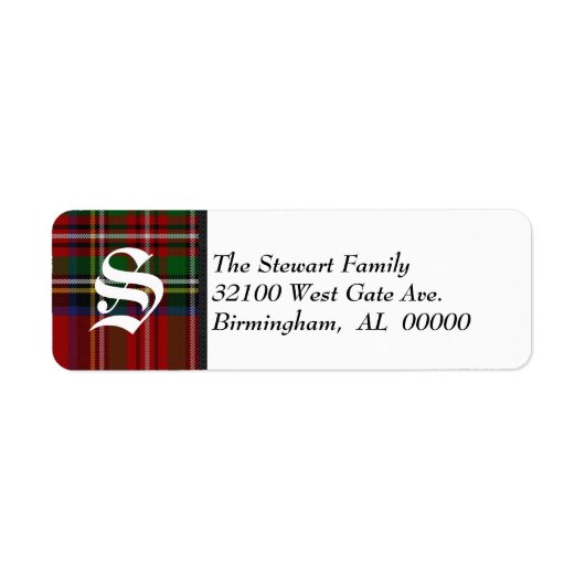 Étiquette Monogramme traditionnel Royal Stewart Tartan Plaid (Devant)