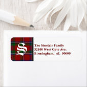 Étiquette Monogramme traditionnel Sinclair Tartan Plaid (En situation)
