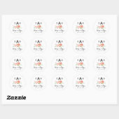 Étiquette Monogramme Trois Lettres Rose (Feuille)