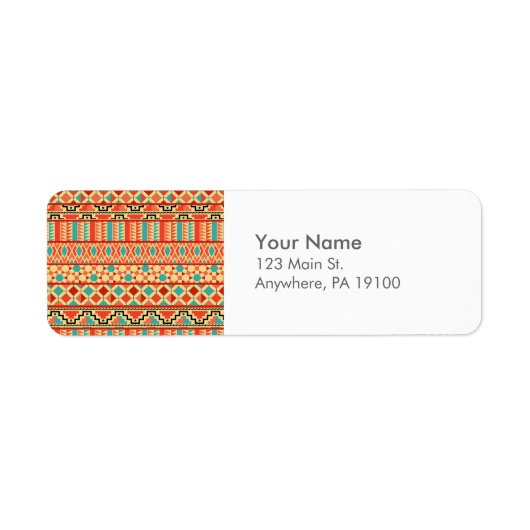 Étiquette Monogramme Turquoise rose Abstrait tribal Motif d' (Devant)