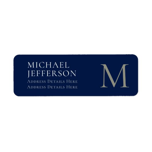Étiquette Monogramme uni bleu foncé tendance affaires (Devant)