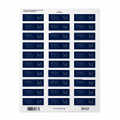 Étiquette Monogramme uni bleu foncé tendance affaires (Feuille entière)