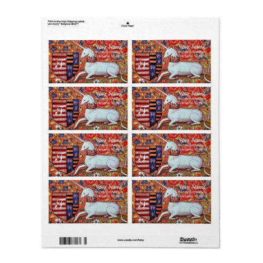 Étiquette MONogramme UNICORN (Feuille entière)