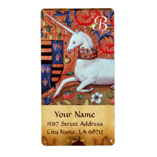 Étiquette MONogramme UNICORN PARCHEMENT BROWN