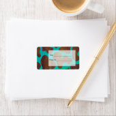 Étiquette Monogramme Vache Impression Brown et Turquoise (En situation)