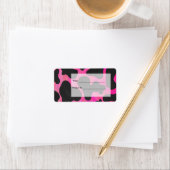 Étiquette Monogramme vache rose chaud et noir (En situation)