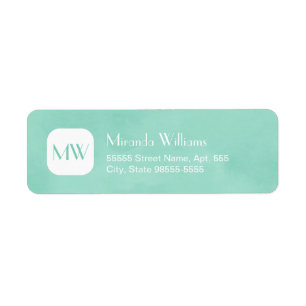 Étiquette Monogramme vert à menthe simple et chic avec nom