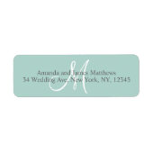 Étiquette Monogramme vert de menthe pour Mariages (Devant)