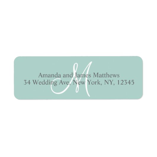Étiquette Monogramme vert de menthe pour Mariages (Devant)