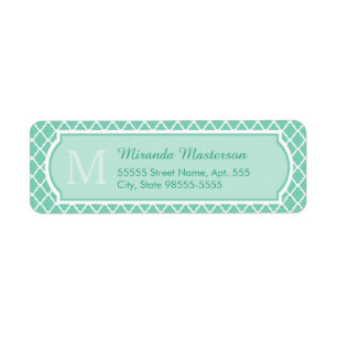 Étiquette Monogramme vert en bon état élégant de Quatrefo