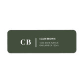 Étiquette Monogramme vert forêt élégant moderne (Devant)