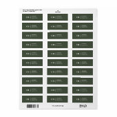 Étiquette Monogramme vert forêt élégant moderne (Feuille entière)