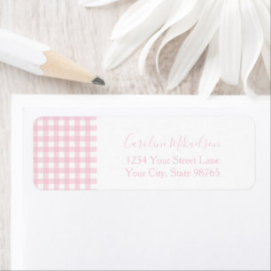 Étiquette Monogramme Vichy Rose Personnalisé