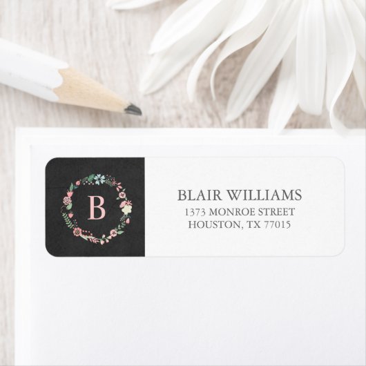 Étiquette Monogramme vintage de tableau noir (En situation)