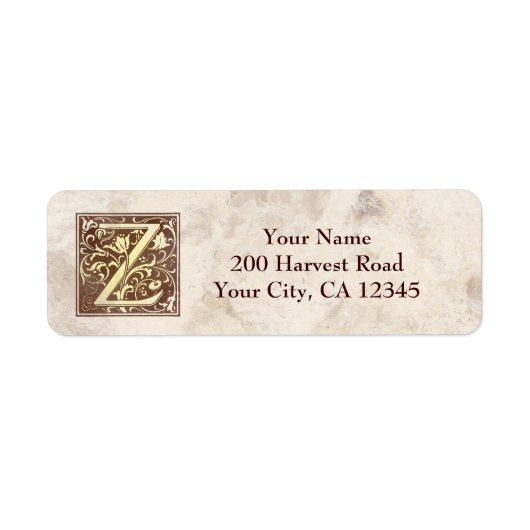 Étiquette Monogramme vintage Z (Devant)