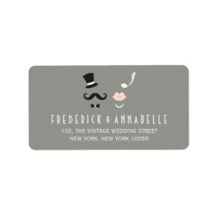 Étiquette Monsieur et Madame Moustache et Lèvres Mariage Vin