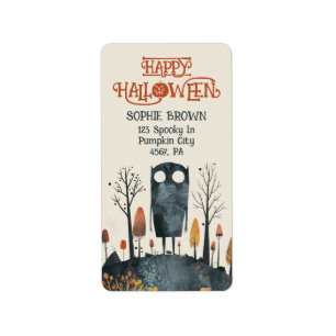 Étiquette Monstre Éffrayant Décor d'automne Joyeux Halloween