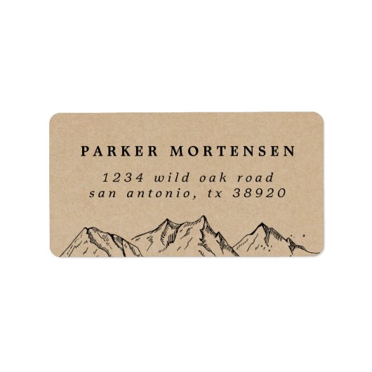 Étiquette Montagnes Rustiques Kraft dessinées à la main (Devant)