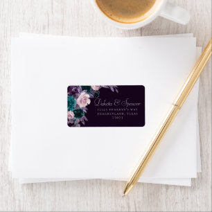 Étiquette Moody Boho Sombre Aubergine Paarse Rozen Adresse