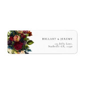 Étiquette Moody Floral Mariage Adresse de retour (Devant)