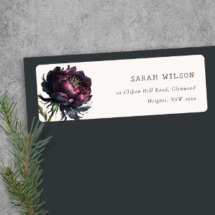 Étiquette Moody Gothic Dark Purple Black Peony Adresse