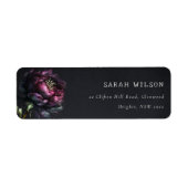 Étiquette Moody Gothic Dark Purple Black Peony Adresse (Devant)
