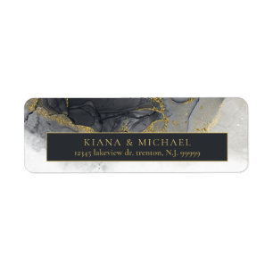 Étiquette Moody Ink Charcoal Gold Abstrait ID988