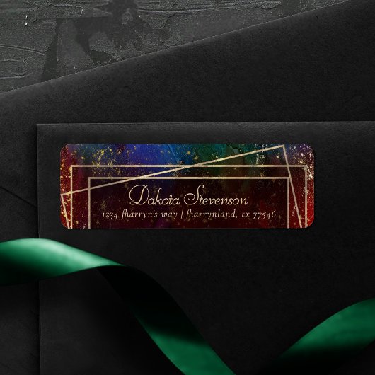 Étiquette Moody Ombre | Dark Jewel Tone Gold Frame Adresse