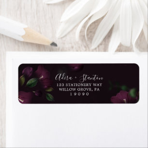 Étiquette Moody Purple Blooms Motif Adresse de retour