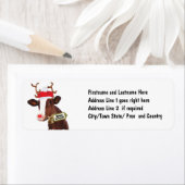 Étiquette Mooey Joyeux Noël Reindeer Cow (En situation)