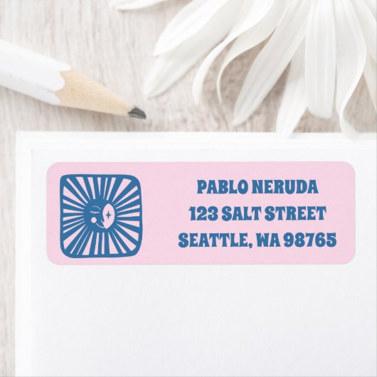 Étiquette Moon Glow Boho Modern Cute CUSTOM Mailing (En situation)