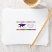 Étiquette Mortier mauve, diplôme Graduation (En situation)