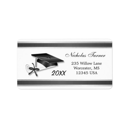 Étiquette Mortier noir, diplôme Graduation (Devant)
