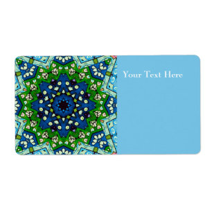Étiquette Mosaic bleu vert Hippie Boho Mandala