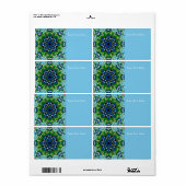 Étiquette Mosaic bleu vert Hippie Boho Mandala (Feuille entière)