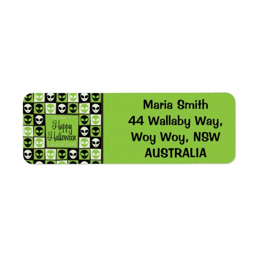 Étiquette Mosaïque alien d'Halloween (Devant)