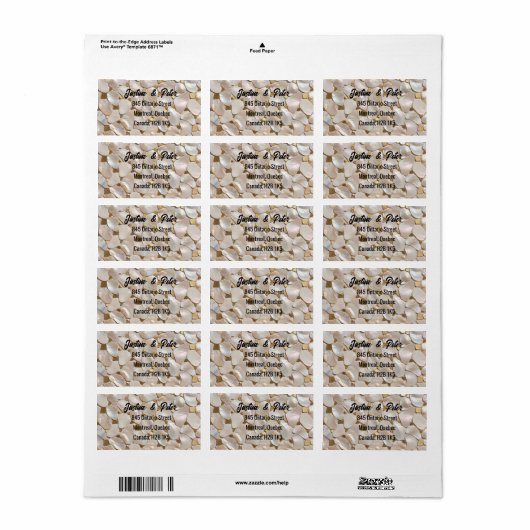 Étiquette Mosaïque de perle dorée Champagne (Feuille entière)