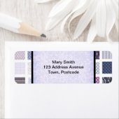 Étiquette Mosaïque violette et blanche (En situation)