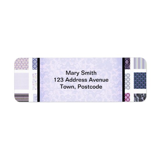 Étiquette Mosaïque violette et blanche (Devant)