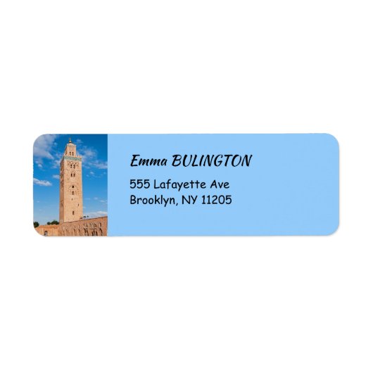 Étiquette Mosquée Koutoubia - Marrakech, Maroc (Devant)
