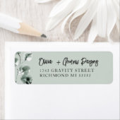 Étiquette Moss Green Eucalyptus Adresse de script lettres ma (En situation)