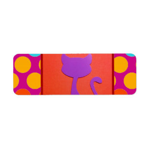 Étiquette Motif à points de Polka Chat Kitty coloré