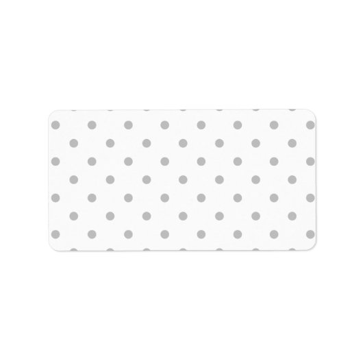 Étiquette Motif à points polka gris clair et blanc. (Devant)