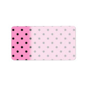Étiquette Motif à points Polka rose et noir. (Devant)