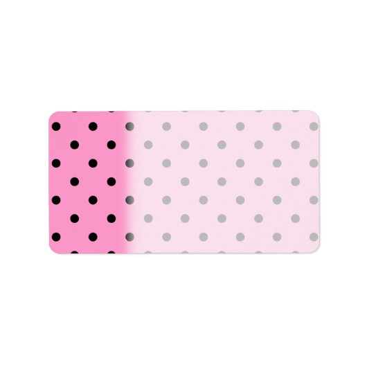 Étiquette Motif à points Polka rose et noir. (Devant)