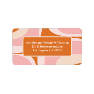 Étiquette Motif Abstrait rétro Groove rose et orange