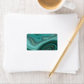 Étiquette Motif Abstrait Turquoise Glam Luxueux (En situation)